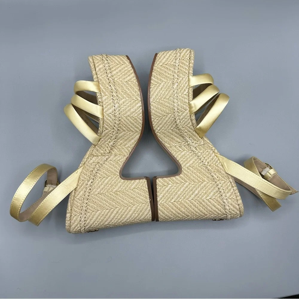 Sam Edelman Tibby Washed Lemon Plarform Wedge Sandal Women’s Size 10 M